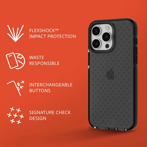 Miniatura 3 de Tech21 Evo Check - Funda para iPhone 15 Pro Max, protección contra impactos, color ahumado/negro