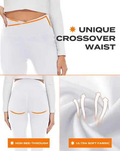 Miniatura 69 de TNNZEET Leggings acampanados negros para mujer, pantalones de yoga cruzados con bolsillos, corte de bota, leggings acampanados