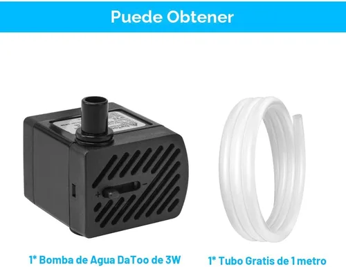 Miniatura 7 de DaToo 50 gal/hr 3W Bomba de agua sumergible pequeña Bomba de fuente mini ultra silenciosa para acuario, tanque de peces, estanque, estatua, cultivos