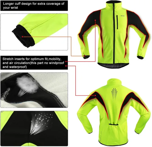 Miniatura 6 de Chaqueta térmica para ciclismo (tejido Softshell, resistente al viento, impermeable, 15K) de ARSUXEO