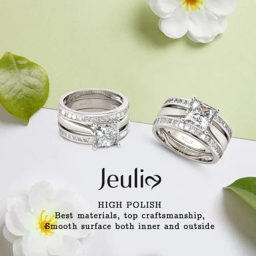 Miniatura 9 de Jeulia Anillo de compromiso de circonita cúbica grabada de 4.37 quilates para mujer, anillo de compromiso de diamantes para mujer, solitario