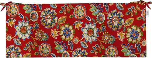 RSH Décor - Cojín de banco de espuma de 3 pulgadas para interiores y exteriores, con lazos, (72 x 18 x 3 pulgadas), elige el color (Daelyn Cherry)