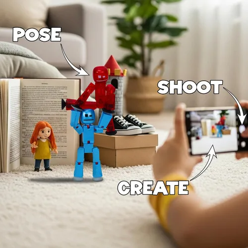 Miniatura 3 de Zing StikBot - Paquete doble de StarFrost Blue & Comet Red – 2 figuras de acción coleccionables posables, juguete de animación con ventosa