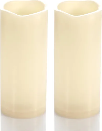 Miniatura 29 de 4 velas LED escalonadas sin flama, de pilas, impermeables, para exteriores, con temporizador, luz nocturna parpadeante de resina plástica
