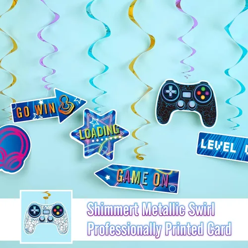 Miniatura 8 de WERNNSAI Remolinos Colgantes de Videojuegos - 21 PIEZAS Decoraciones de Fiesta de Videojuegos para Niños Varones Jugadores Fiesta de Cumpleaños