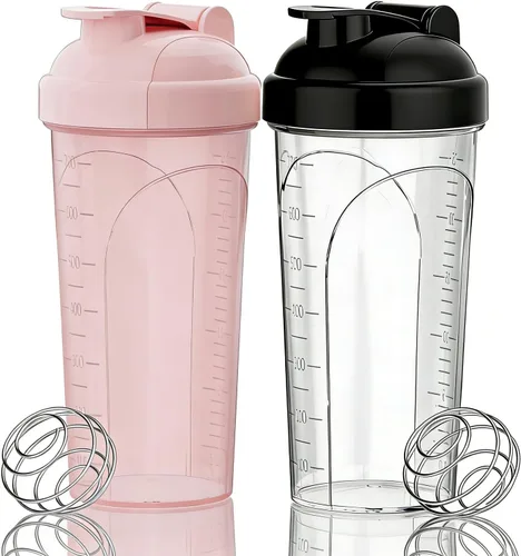 Miniatura 9 de Botella agitadora - 650ml/23oz, duradera y a prueba de fugas, perfecta para batidos de proteínas súper cremosos para el fitness - Rosa