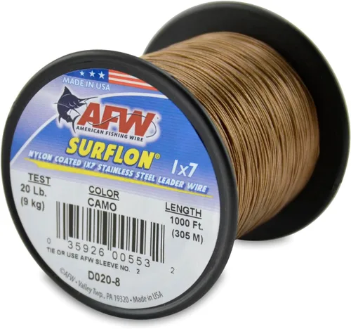 Miniatura 61 de Alambre de pesca americano Surflon recubierto de nailon 1x7 de acero inoxidable, línea líder de pesca para agua salada, prueba de 10 libras - prueba