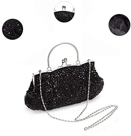 Miniatura 4 de Simcat Bolso de mano grande con cuentas de lentejuelas y flores