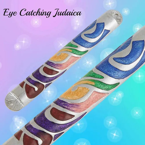 Miniatura 4 de Matashi Esmalte azul pintado a mano de 6 pulgadas Mezuzah adornado con espinilla hebrea, decoración de pared para puerta del hogar, decoración