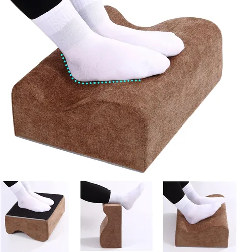 Miniatura 12 de Reposapiés para debajo del escritorio en el trabajo, reposapiés ergonómico debajo del escritorio con funda lavable, taburete de espuma viscoelástica