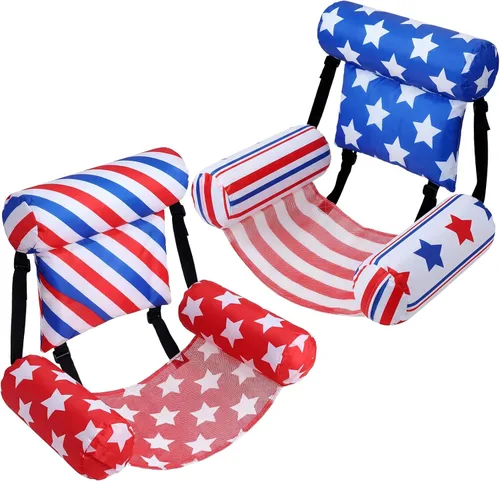Miniatura 12 de Threehoney Paquete de 2 flotadores grandes para sillas de piscina para adultos, silla inflable de verano, silla flotante de agua, hamaca flotante