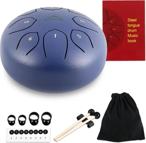 Miniatura 12 de EASTROCK Tambor de lengua de acero para niños de 6 pulgadas, 8 notas, instrumento de percusión, tambor handpan en clave C con bolsa de viaje