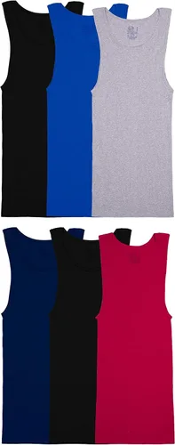 Fruit of the Loom Camiseta sin mangas para hombre, sin etiquetas y absorbe la humedad, tela elástica acanalada