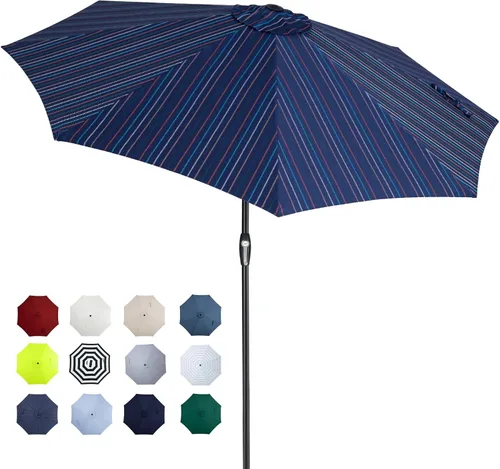 Miniatura 18 de Tempera Patio Market Outdoor Table Umbrella with Auto Tilt and Crank, Large Sun Umbrella with Sturdy Pole & Fade Resistant Canopy, Easy to Set Verde