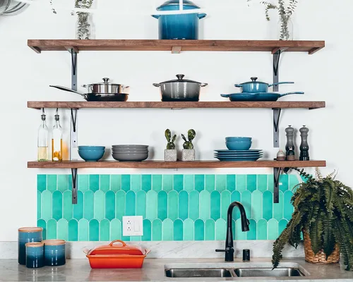 Miniatura 7 de Azulejos para Salpicaduras de Despegar y Pegar, Azulejos Autoadhesivos 3D Verde Brillante con Diseño de Pluma de Pavo Real para Cocina y Baño