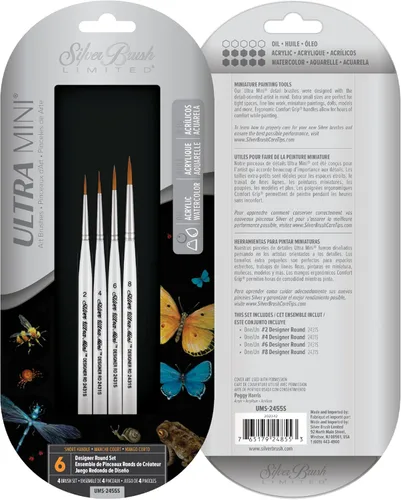 Miniatura 9 de Silver Brush Limited UMS-2412S Ultra Mini Explorer - Juego variado de pinceles para acuarela, gouache, tintas, tintas, acrílicos y pinturas de Set
