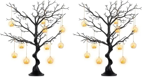 Miniatura 20 de NUPTIO Árbol Artificial Negro de Halloween: 22.8 pulgadas de Alto Exhibidor de Ornamentos Navideños Árboles Falsos Manzanita Ramas Decorativas