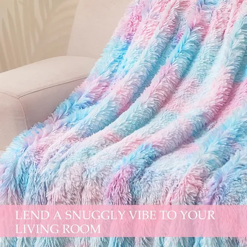 Miniatura 5 de Exclusivo Mezcla Manta de Cama Mullida de Piel Sintética Tamaño King, Mantas Reversibles Shaggy de Vellón Sherpa Teñido Tie Dye, Mantas Mullidas