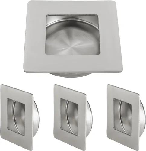 Miniatura 9 de HOMOTEK Paquete de 2 Manijas Redondas Deslizantes para Puerta de Armario Diámetro 2-1/2 pulgadas (65mm) Tiradores Empotrados Negros de Bolsillo