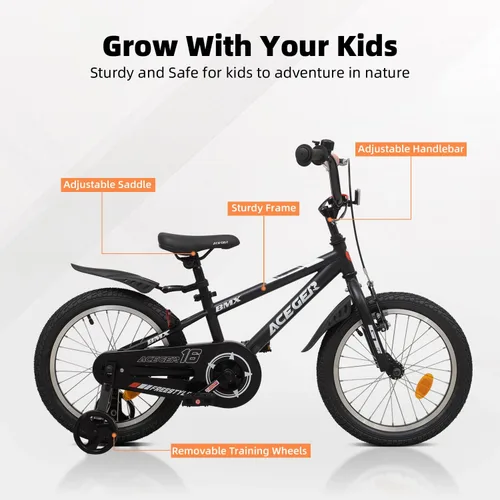 Miniatura 3 de ACEGER Bicicleta para niños de 2 a 10 años, estilo BMX, para niños y niñas de 2 a 10 años, bicicleta para niños de 12, 14 y 16 pulgadas, con ruedas