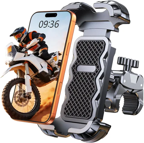 Miniatura 8 de Zewdov 2026 - Soporte de teléfono para motocicleta con abrazadera de instalación rápida, agarre fuerte y soporte de teléfono de bicicleta anticaídas