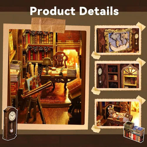 Miniatura 6 de Flever Kit en Miniatura DIY Book Nook para Casa de Muñecas, Decoración de Inserto DIY Booknook para Estantería, Kit en Miniatura de Madera 3D