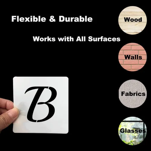 Miniatura 7 de Plantillas de letras del alfabeto de 1.5 pulgadas para pintar, paquete de 70 plantillas de letras y números con letreros para pintar sobre madera