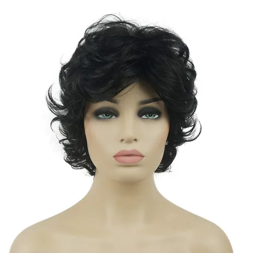 Miniatura 18 de Lydell Pelucas cortas y onduladas de 6 pulgadas, cabello sintético completo, estilo clásico (12TT26 marrón claro con reflejos)