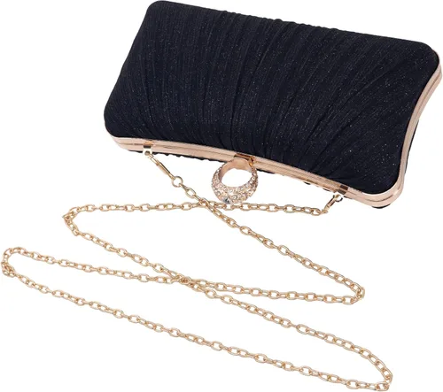 Miniatura 3 de Tukaneeko Bolsos de mano para mujer, bolso cruzado con purpurina, bolso de noche plisado con diamantes de imitación para fiesta, boda, baile