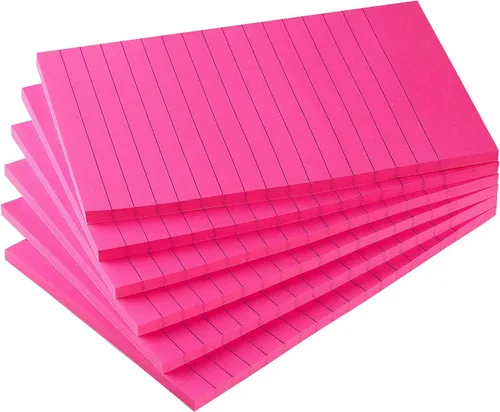 Miniatura 14 de Early Buy - Blocs de notas adhesivas con líneas 4x6, notas autoadhesivas de 6 colores brillantes, 6 blocs, 45 hojas/bloc