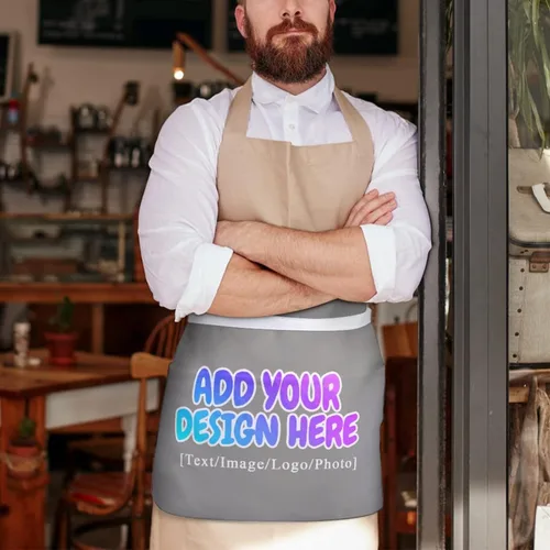 Miniatura 290 de AXKEUDO Delantal personalizado con bolsillos, delantales de cintura para camarera para cocinar en casa, restaurante, servir trabajo