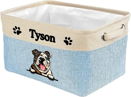 Miniatura 13 de Cesta de almacenamiento plegable personalizada con un bonito perro Bulldog inglés, plegable, de tela resistente, cubo de almacenamiento para Gris