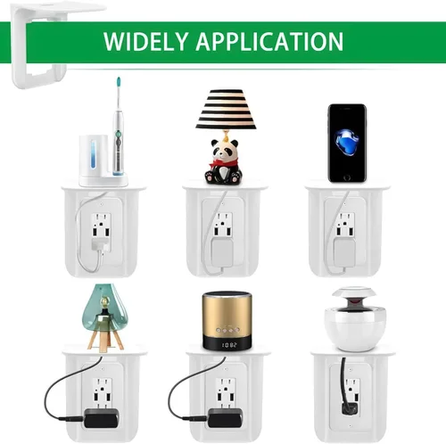 Miniatura 7 de Outlet Shelf, Bathroom Wall Holder with Built-in Cable Management, Wall Organizer for Smart Home Decor Space Saving Electric Toothbrush Use as Echo