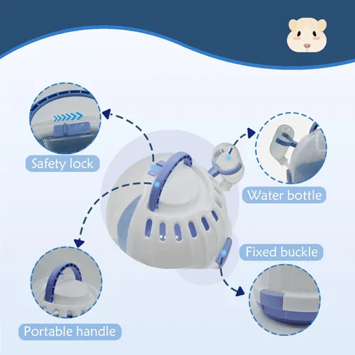 Miniatura 3 de Jaula transportadora para hámsters, jaulas portátiles para animales pequeños, estuche de viaje con botella de agua, plástico transpirable, jaula