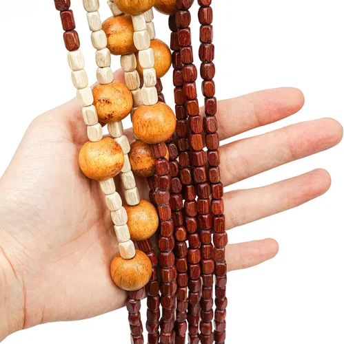 Miniatura 5 de Cortina de madera de bambú natural con cuentas de 52 hebras de madera para colgar, divisor decorativo hecho a mano, bohemio, de madera, para puerta