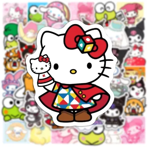 Miniatura 3 de JXJMYU 50 calcomanías Kawaii Sanrio Kuromi Melody Cinnamoroll para monopatín, maletero, laptop, botellas de agua para automóvil, adolescentes, niños