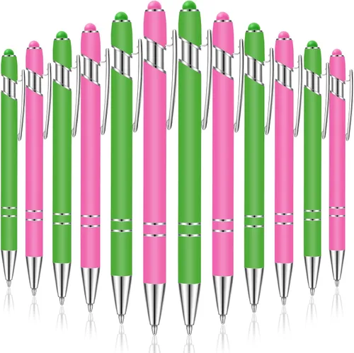 Miniatura 8 de Tenare 12 piezas 2 en 1 bolígrafo de metal con punta de lápiz capacitivo, bolígrafo de 1,0 mm de tinta negra para pantallas táctiles (color surtido)