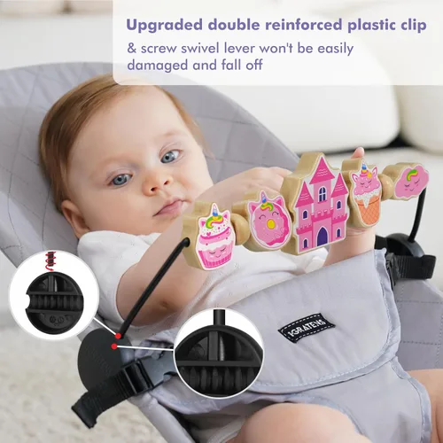 Miniatura 3 de iGRATENS Baby Bjorn - Barra de juguete para gorila, adorable juguete de madera con elementos rosados para gorila suave y feliz, fácil de colocar