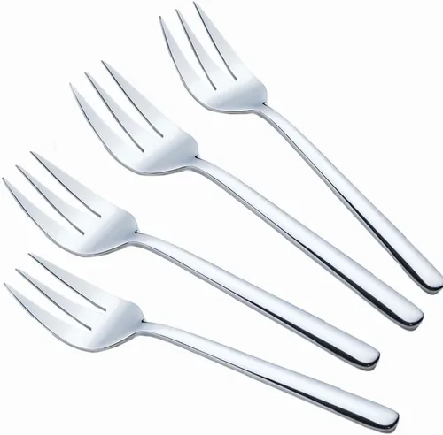 Platos para servir, tenedores de acero inoxidable, utensilios de 9 pulgadas, para pasteles, mantequilla, pastelería, servidores (4 tenedores para 4