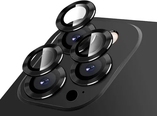Miniatura 20 de LucBuy Protector de lente de cámara para iPhone 12 Pro Max, vidrio templado HD de alta calidad, aleación de aluminio, anillo individual, película
