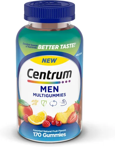 Centrum MultiGummies Gummy Multivitamínico para hombres, suplemento multivitamínico/multimineral con selenio, antioxidantes y vitamina D3, sabor a