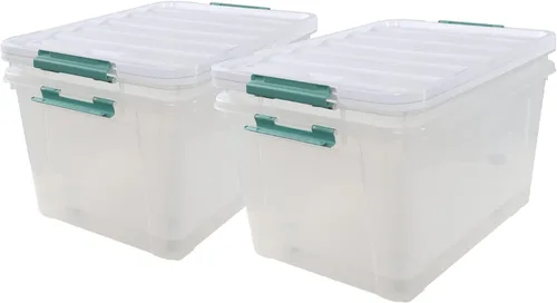 Miniatura 2 de Contenedores de almacenamiento grandes de 85 cuartos con ruedas/cierres/tapas, caja de plástico transparente