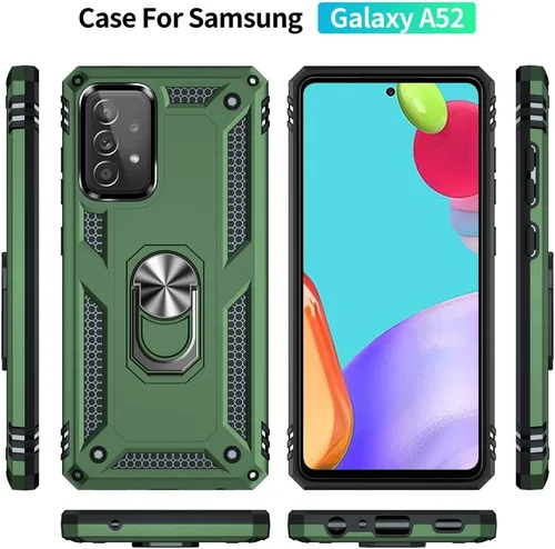 Miniatura 3 de Yiakeng Funda para Samsung A52, Galaxy A52 con protector de pantalla HD, fundas protectoras de grado militar con anillo para Samsung Galaxy A52 5G