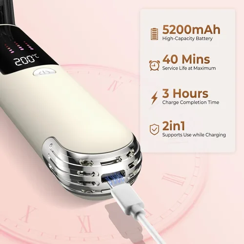 Miniatura 6 de Ukliss Cepillo alisador de cabello inalámbrico, carga rápida USB-C para viajes por todo el mundo, 4 ajustes de calor y tecnología iónica