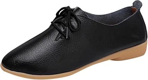Miniatura 5 de Zapatos deportivos de moda para mujer, zapatos casuales de cuero con cordones, puntera puntiaguda, tacón bajo, mocasines ligeros, cómodos
