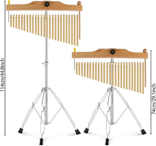 Miniatura 2 de EASTROCK Campanas de 25 notas, instrumentos musicales de percusión, instrumento de una sola fila, barra de campanas, campanas de altura ajustable