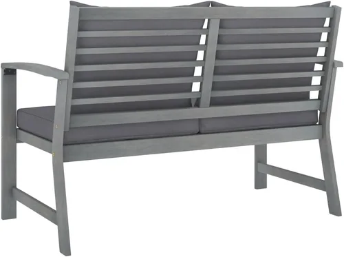 Miniatura 6 de Ensemble Salon de Jardin 4 Pièces en Acacia Massif Gris Patiné, Table et Banc con 2 Fauteuils, Confortable et Résistant aux Intempéries Pour