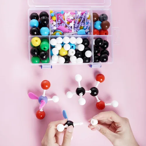 Miniatura 6 de 214pcs Química Modelo Molecular Orgánica Inorgánica STEM Educativa Ciencia Set 78 átomos 24 Orbitales de Nube Electrónica 110 Enlaces Enlaces 1 Caja