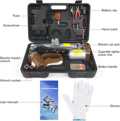Miniatura 2 de Gato eléctrico para coche de 3 toneladas, gato de tijera portátil eléctrico de 12 V, kit de gato eléctrico con llave de impacto, gato de tijera
