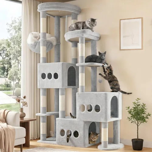 Miniatura 9 de Gitelsnour Árbol resistente para gatos con 3 condominios grandes para gatos, 3 platfroms, torre de árbol para gatos de interior grande y adulto